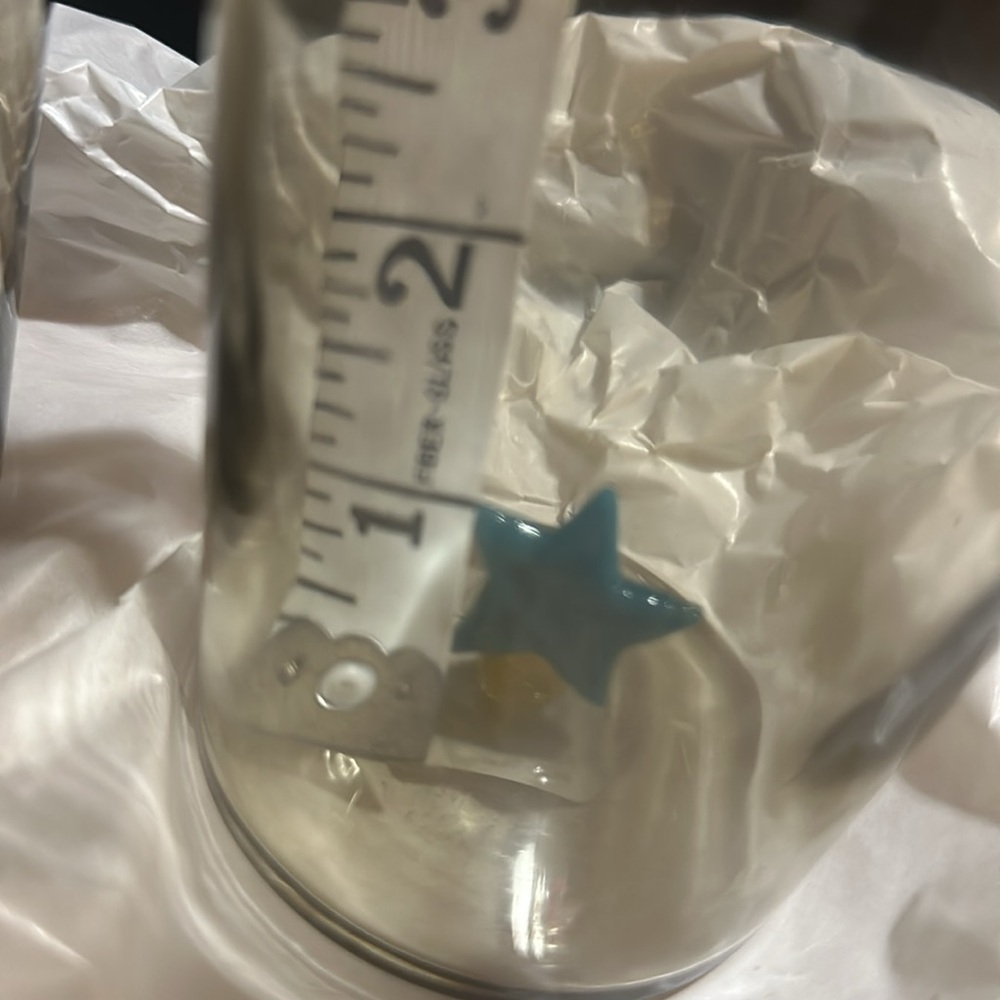 Crescent Blue Moon Star Glass Tumbler Smokey Grey Clear Glass cup set - Picture 12 of 13